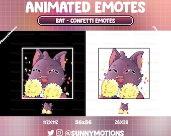 Animated Confetti Surprise Hype Bat Twitch, Discord Emotes, Kawaii Pastel Halloween Emotes, Spooky Dracula, Witchy Stream Pet For Streamer