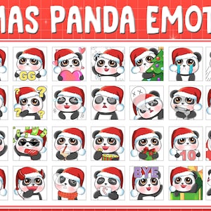 Christmas Twitch Discord Emotes Panda lindo / Kawai Animal Emoji / Chibi Emote / Sub Bit Badges / Cozy Love Lurk Cry / Xmas Bear Stream Pack