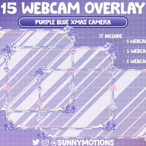 15 Animated Christmas Webcam Overlay, Candy Cane, Garland, Festival Winter Holiday, Xmas Decoration, Snowflakes Webcam Border, Camera Stream
