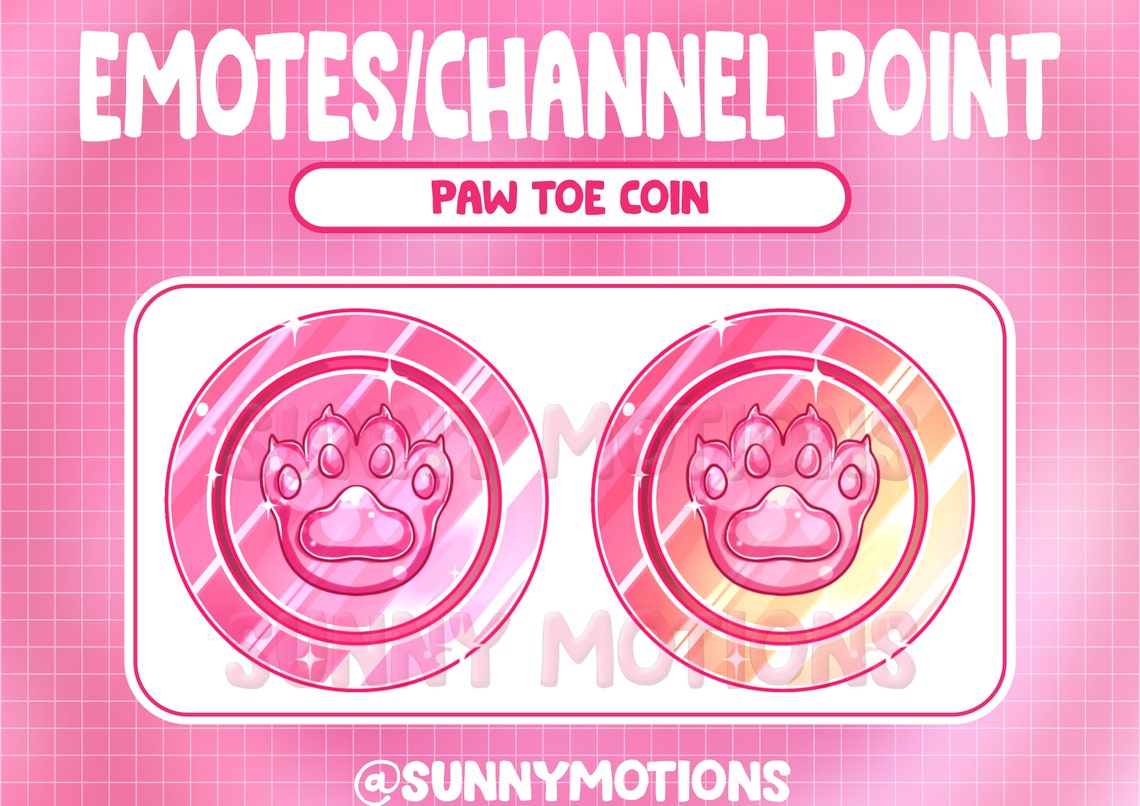 Pastel Pink Paw Toe Twitch Coin Emotes / Channel Points / - Etsy