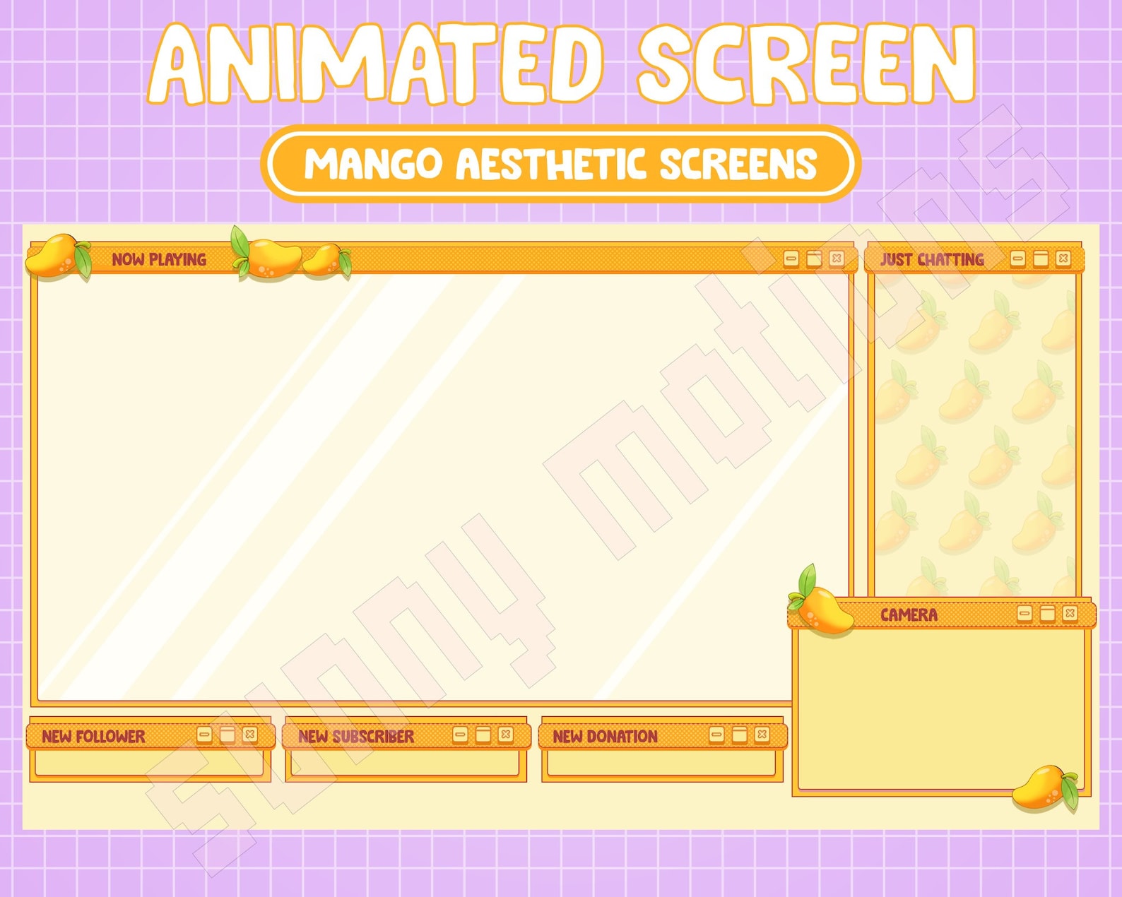 FULL ANIMATED Twitch Stream Package / Aesthetic Pixel Mango | Etsy