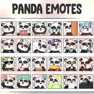 34 Twitch Discord Emotes Lindo Oso Panda / Kawai Chibi Emoji / Black Honey Bear Sub Bit Badges / P2U Premade Pack / White Polar Bears Stream