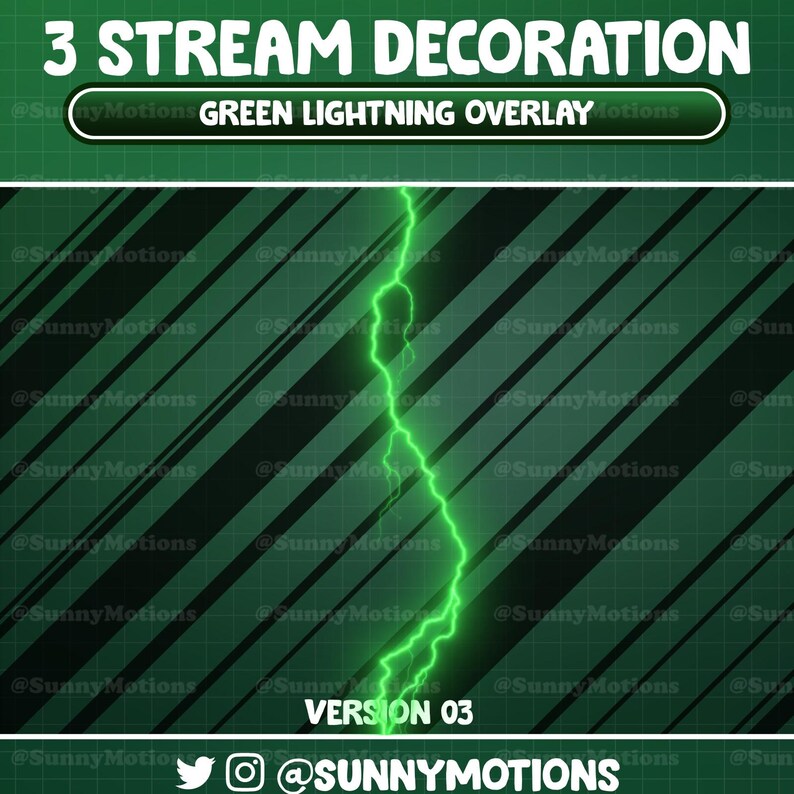 Animated Stream Decoration: Aesthetic Green Lightning Twitch Overlay ...