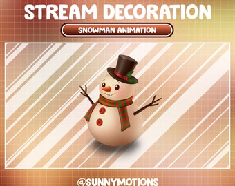 Animierter Strom Dekoration weiches Plüschtier / Lofi Ästhetischer Schneemann / Gemütlicher Schneefall / Weihnachten, Winter Tradition Urlaub Add-on Twitch Overlay