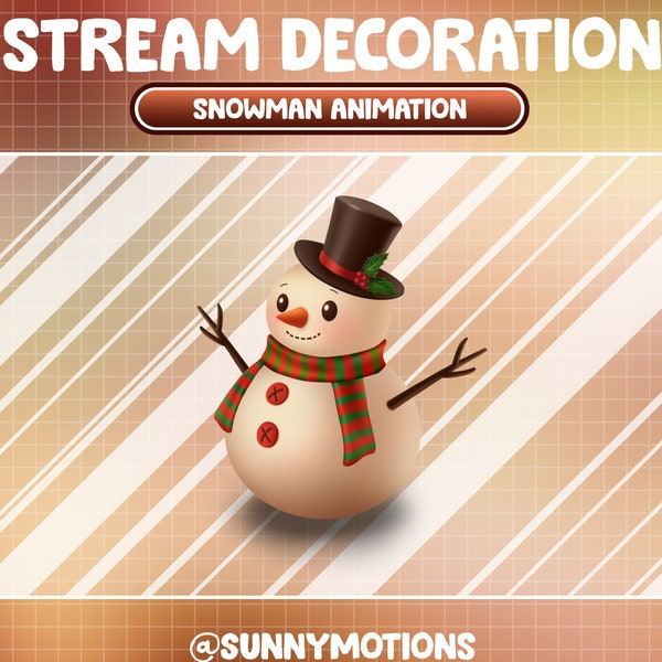 Animated Stream Decoration Soft Plushy Toy / Lofi Aesthetic Snowman / Cozy Snowfall / Xmas, Winter Tradition Holiday Add-on Twitch Overlay
