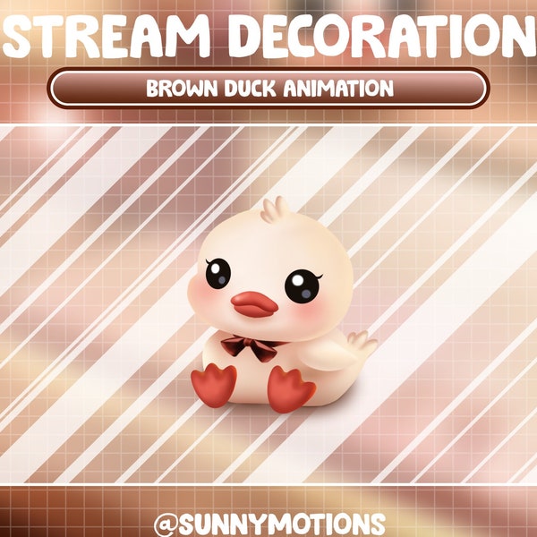 Animated Stream Decoration Animal Soft Plushy Toy / Lofi Aesthetic Brown Duck / Little Duck Animation / Cute Add-on Kawaii Twitch Overlay