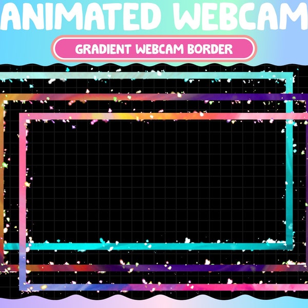 6x ANIMATED Twitch Colorful Painting Webcam Border Frame / Kawaii Stream Graphics Twitch Border / Dust / Sparkle / Pastel / Aesthetic