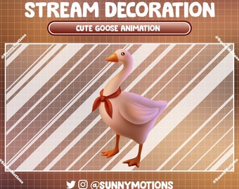 2x animierte Stream Dekoration Tier weiches Plüschtier: Ästhetische kleine Ente Spielzimmer, Gänse Twitch Overlay, Muttergans, süße Kawaii Ente