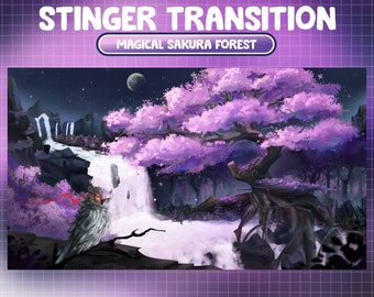 Animated Twitch Stinger Transition / Magical Sakura Cherry Blossom Flower Forest / Aesthetic Japan / Cozy Spring / Spirit Owl Stream Overlay