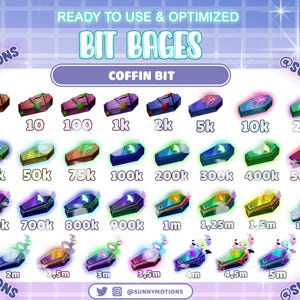 31 Colorful Neon Vampire Coffin Number Complete Twitch Tier Bit Badges Set, Ghost Dracula Sub, Gothic Bit, Halloween Streamers Discord Roles