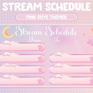 Twitch Overlay Stream Schema: Roze Ster, Wolk, Maan / Lo-fi Esthetische Valentijnsdag / Lover Sky / Roze Oranje Lente Hemelse Sjabloon