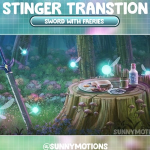 Animated Stream Stinger Transition / Warrior Fantasy Sword Twitch Overlay / Magical Fairy Theme / Turquoise Faeries / Dust Forest Night Time
