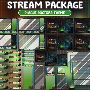 Paquete de transmisión de superposición de Twitch estética de Plague Doctors ANIMADO COMPLETO / Máscara Steampunk / Mascarada de pájaro de nariz larga / Tema Virus Corona