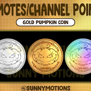 Twitch Cool Pumpkin Coin Emotes / Halloween Channel Points / Cute Fruit / Pastel Kawaii Streamer Graphics / Star Gamer / Gold Sub Bit Badge