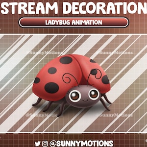 2 Animated Stream Decoration: Aesthetic Cute Ladybug Insect, Asian Lady Beetle, Coccinellidae, Ladybug Cartoon, A Pet Twitch Overlay, Alerts