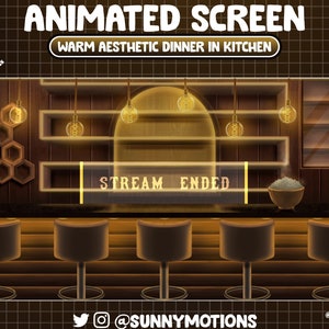 FULL ANIMATED Stream Package: Warm Aesthetic Modern Kitchen, Neon Brown ...