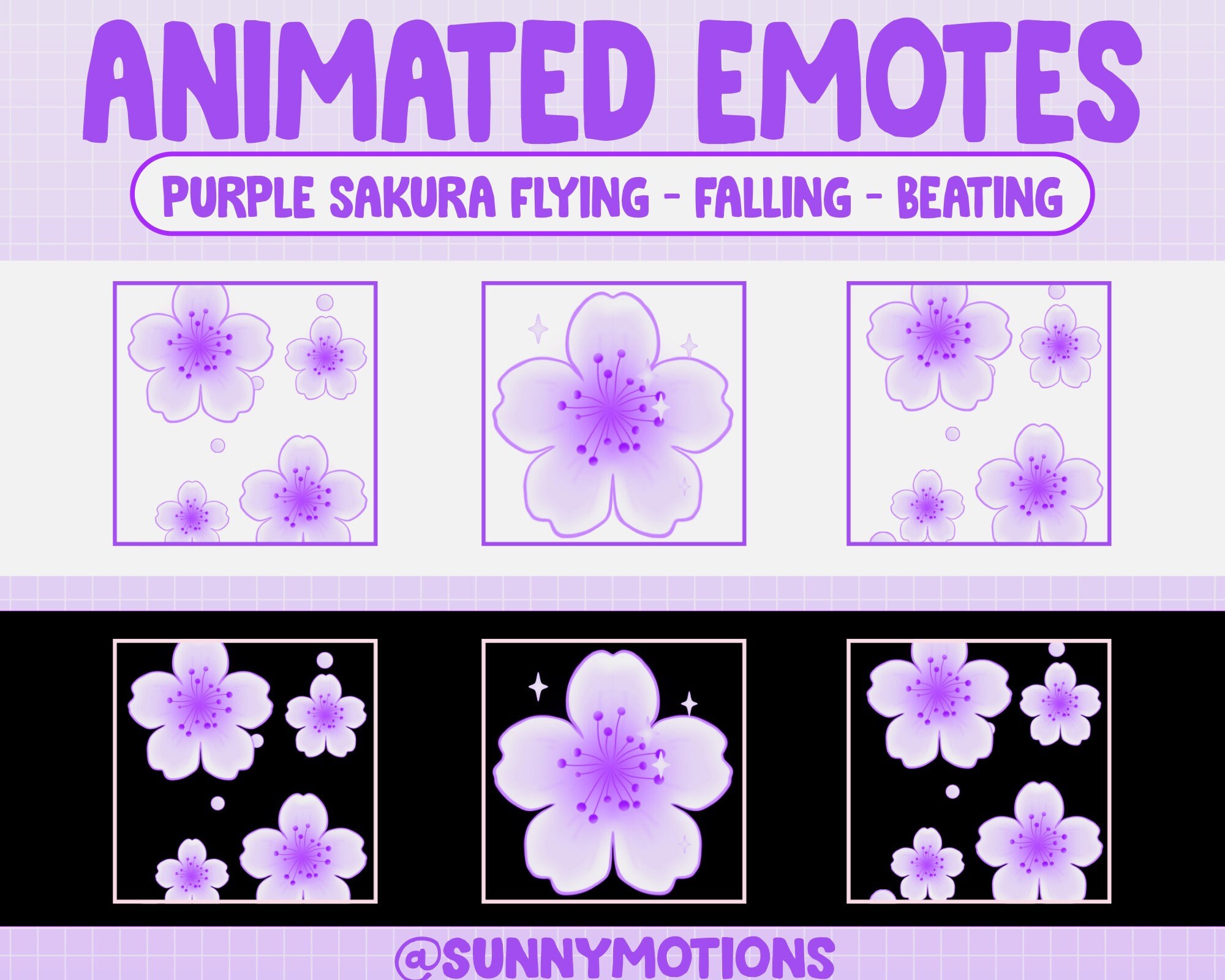 Spring Emotes Animated Twitch Emotes: Pastel Purple Sakura Flower, Falling Beating ...