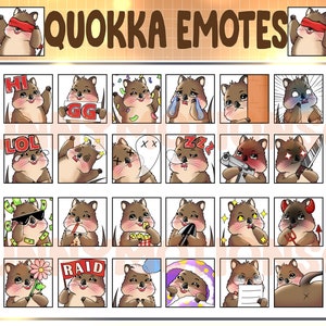 36 Cute Kawaii Quokka Twitch Discord Emotes / Kawai Animal Emoji / Subscriber Loyalty Sub Bit Badges / Channel Points / Domestic Cat Bundle