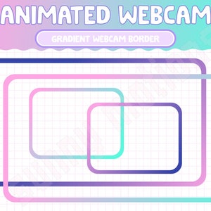 4x Twitch Animated Pink Bubblegum Teal Gradient Webcam Border Frame / Pink Blue Purple Gradient Game Twitch Border  / Neon Colors