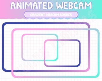 4x Twitch Animated Pink Bubblegum Teal Gradient Webcam Border Frame / Pink Blue Purple Gradient Game Twitch Border  / Neon Colors