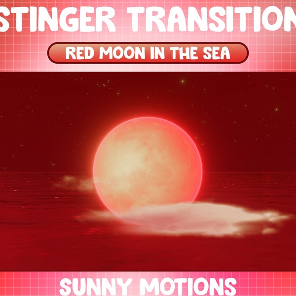 Magical Red Moon In Night Sky Animated Twitch Scene Stinger Transition / Stream Sea Scene / Halloween Overlay / Cloud / For Discord Mixer