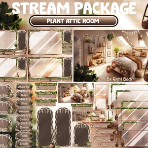ANIMATED Twitch Stream Package / Day Love Cozy Plant Attic Bedroom / Spring Bo-ho Gamer Room / Cute Aesthetic / Cottagecore Stream Setup