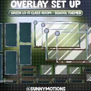 Student Overlay Animated Stream Package: Lo-fi Green School Twitch Overlay / Coaching ...