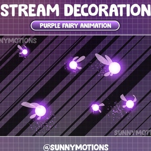 Animated Stream Decoration Magical Light Purple Fairy Theme, Kawaii Twitch Overlay, Lo-fi Aesthetic Faeries Fireflies Vtube Accessory Add-on