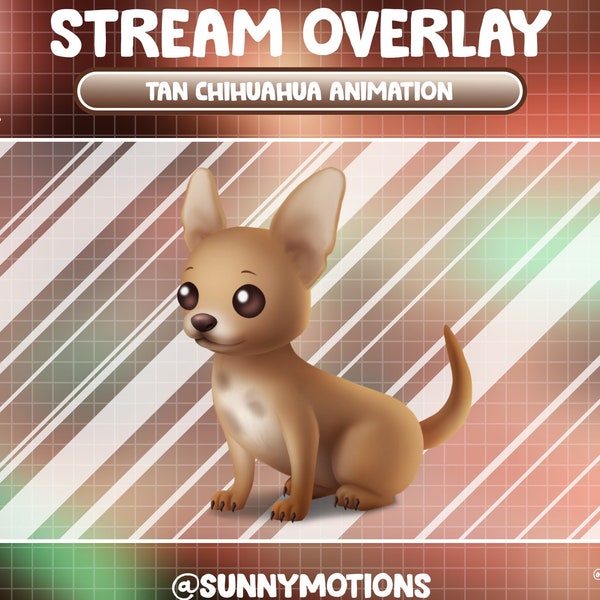 Animated Stream Decoration Animal Soft Plushy Toy: Aesthetic Brown Tan Chihuahua / Kawaii Smallest Dog / Mexican Puppy Addon Twitch Overlay