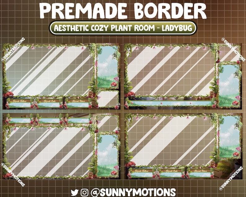 ANIMATED Stream Package: Lo-fi Aesthetic Desk Green Plant Ladybug Room ...