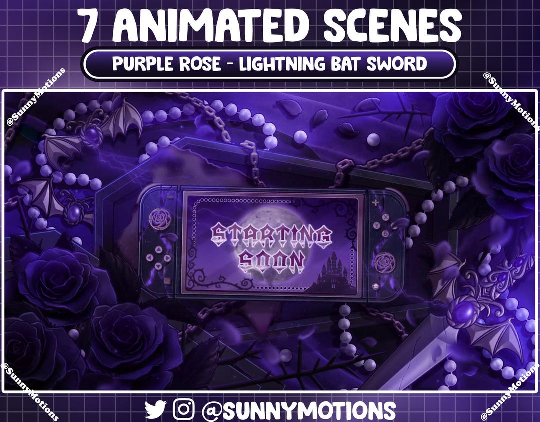 ANIMATED Stream Screen: Purple Gothic Vampire Twitch Scene Overlay, Halloween Haunted House, Violet Switch Rose Bat Sword Vtuber Background - Etsy Japan