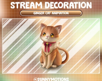 Animated Stream Decoration Animal Soft Plushy Toy Lofi Aesthetic Orange  Yellow Tabby Cat Kawaii Ginger Cat Twitch Overlay Kitty Add-on