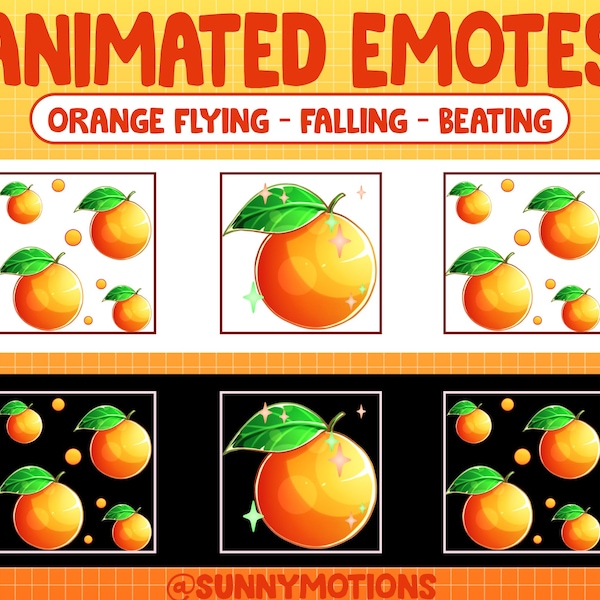 Animated Twitch Emotes / Pastel Orange Fruit / Falling, Beating, Pounding, Raining Orange Emoji / Cute Booty Emotes 4 Streamer Discord Mixer