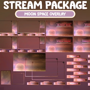 FULL ANIMATED Twitch Stream Package / Twitch Sky Night / Magical Moon Galaxy / Mars planet / Universal / Twitch Animated Package Nebula
