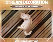 Animated Stream Decoration Animal: White Kitten Sleeping, Lo-fi Aesthetic Cute Orange Kitty, Christmas Cat Meow Add-on Kawaii Twitch Overlay