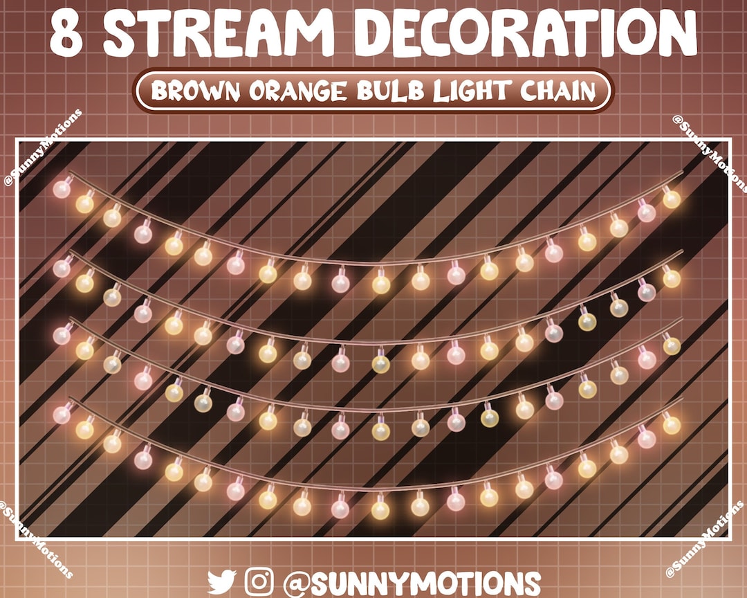 8 Brown Orange Light Bulb Party Twitch Overlay Stream Decoration ...
