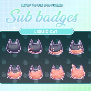Red Liquid Cat Bottle Twitch Sub Bit Badges / Kawaii Magic Star Bottle / Cute Badges For Streamer / Magic Kitty Ear / Meow Twitch Overlay