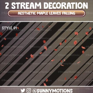 2 Animierte Stream Dekoration: Lo-fi Ästhetik Herbst Ahornblätter Fallend, Kawaii Herbst Orange Blatt, Niedlicher Herbst Deko Twitch Overlay
