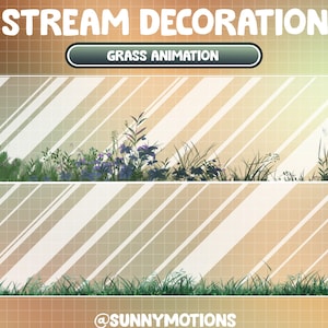 Animated Stream Decoration: Green Grass In The Forest / Lofi Aesthetic House / Flower / Leaves / Cozy Plants Add-on Kawaii Twitch Overlay image 1