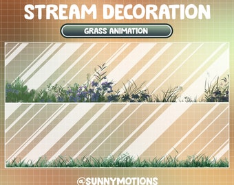 Animated Stream Decoration: Green Grass In The Forest / Lofi Aesthetic House / Flower / Leaves / Cozy Plants Add-on Kawaii Twitch Overlay