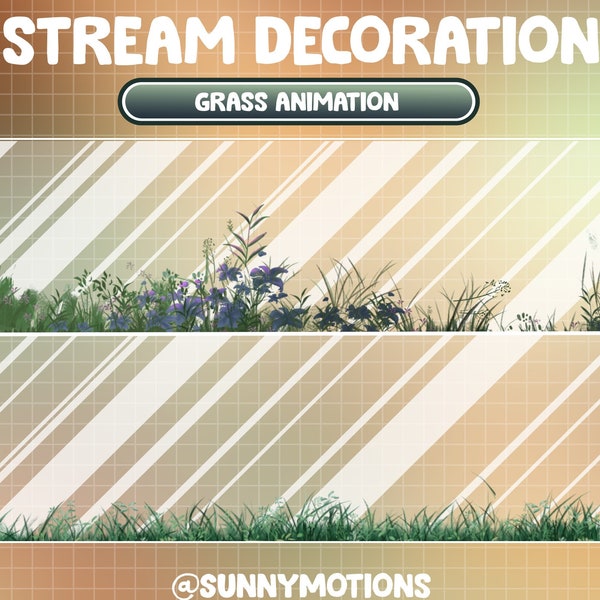 Animated Stream Decoration: Green Grass In The Forest / Lofi Aesthetic House / Flower / Leaves / Cozy Plants Add-on Kawaii Twitch Overlay