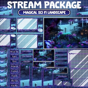 ANIMIERTES Twitch Stream Paket / Leuchtender Geist Elbenwald / Fantasy Landschaft / Ruhiger Märchenfluss / Sci-Fi Blumen / Schwimmende Insel