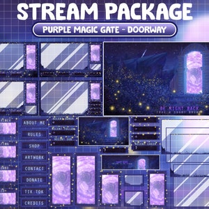 ANIMATED Twitch Overlay Stream Package: Purple Magical Gate / Fantasy Mysterious / Passageways Into Dimensional Universes / Doorways Stairs