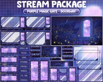 ANIMATED Twitch Overlay Stream Package: Purple Magical Gate / Fantasy Mysterious / Passageways Into Dimensional Universes / Doorways Stairs