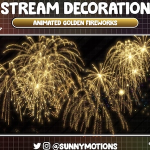 Animated Stream Decoration: Golden Fireworks Effects, New Year, Christmas, 4th July, Holiday Firework Twitch Alerts, Add-on for Vtuber Asset