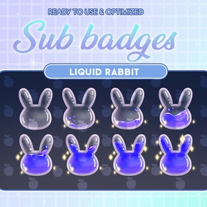Dark Blue Purple Liquid Rabbit Bottle Twitch Sub Bit Badges, Kawaii Magic Bottle, Cute Emotes For Streamers, Magic Bunny Ear, Easter Overlay