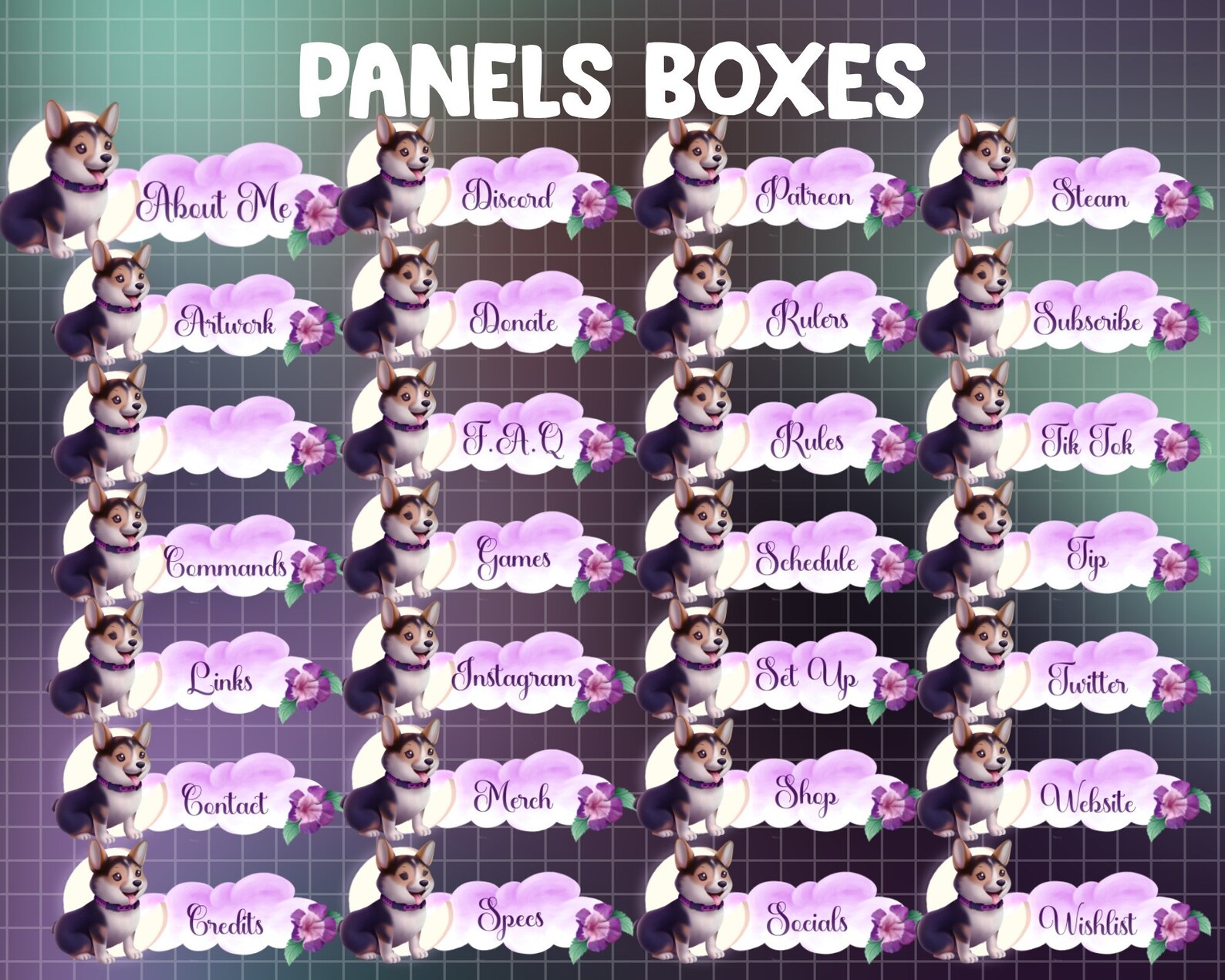 ANIMATED Twitch Overlay Stream Package: Lo-fi Aesthetic Purple Mint ...