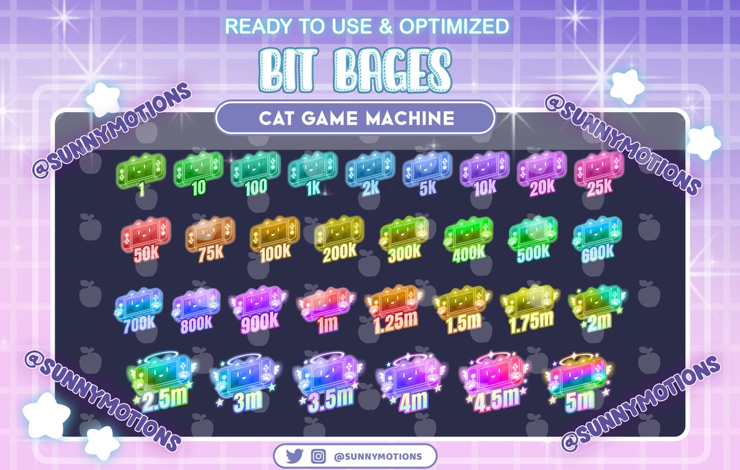 31x Colorful Neon Cat Console Switch Game Player Twitch Bit Badges ...
