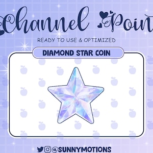 Diamond Blue Star Channel Point Redeem For Twitch, Twinkle Star Stream Emotes, Crystal Celestial Sailor Sky Galaxy Discord Twitch Coin Icon