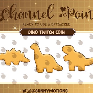 4x Cute Dinosaur, T-rex, Tyrannosauru, Monster Twitch Channel Point, Dino Nuggie Coin Emotes, Kawaii Streamer Graphics, Gamer, Sub Bit Badge